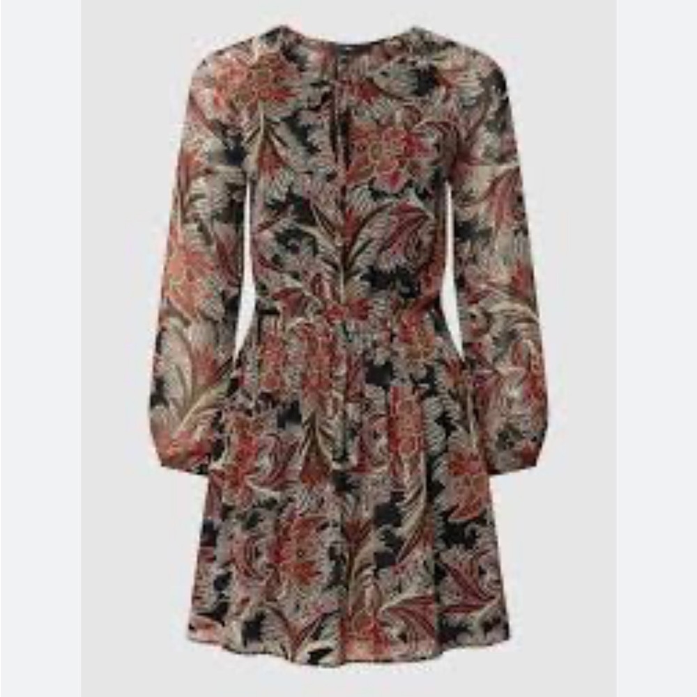 NWT Mango floral chiffon long sleeve mini dress - Picture 5 of 10